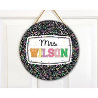 Personalized Teacher Sign, Cute Door Hanger, Back To School, Classroom Decor, Name Welcome Sign | Etsy (US)