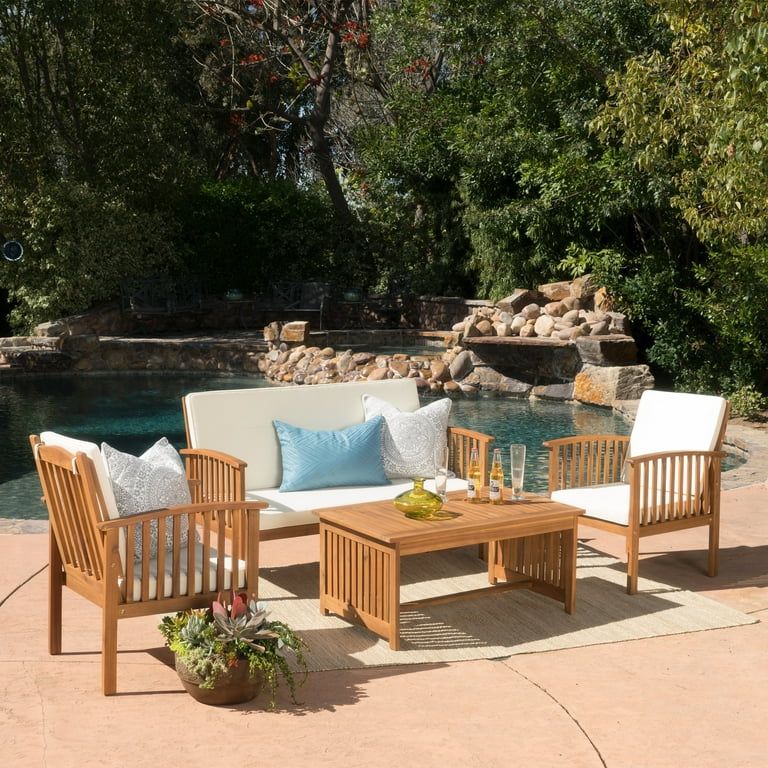 Sparks 4-piece Outdoor Acacia Sofa Set, Brown | Walmart (US)