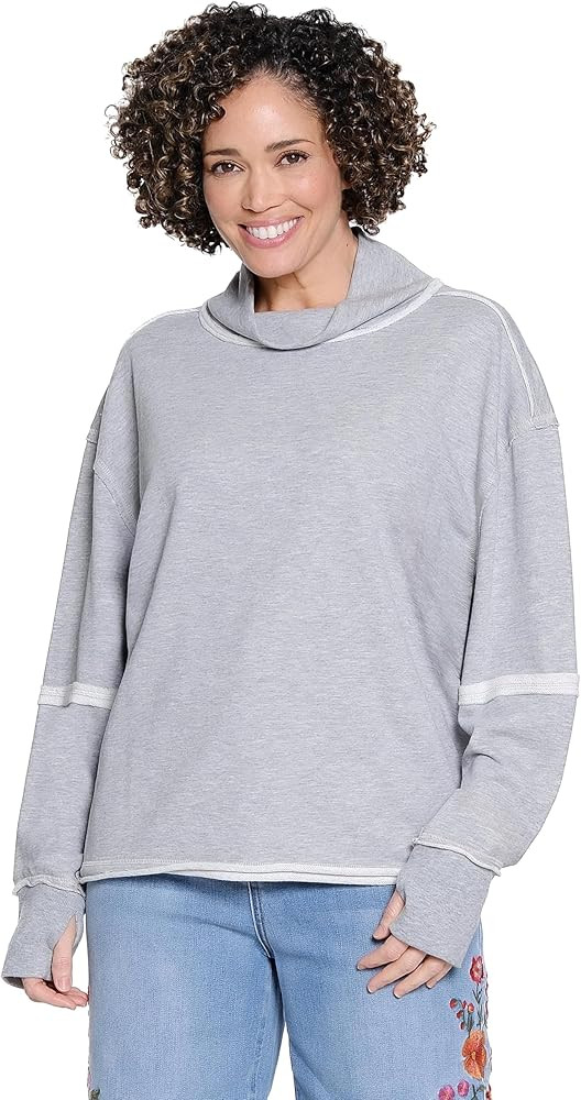 Tru Luxe Jeans Mock Neck Knit Top With Exposed Seams | Amazon (US)