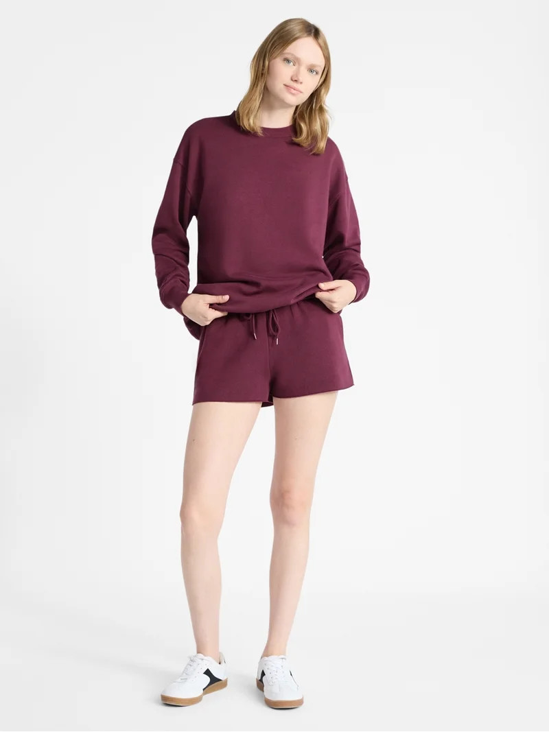No Boundaries Fleece Foldover Shorts, 2'' Inseam, Women’s | Walmart (US)