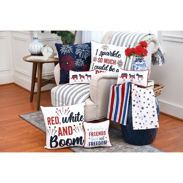 C&F Home 18" x 18" Fireworks Light-Up LED July 4th Light-Up Throw Pillow | Target