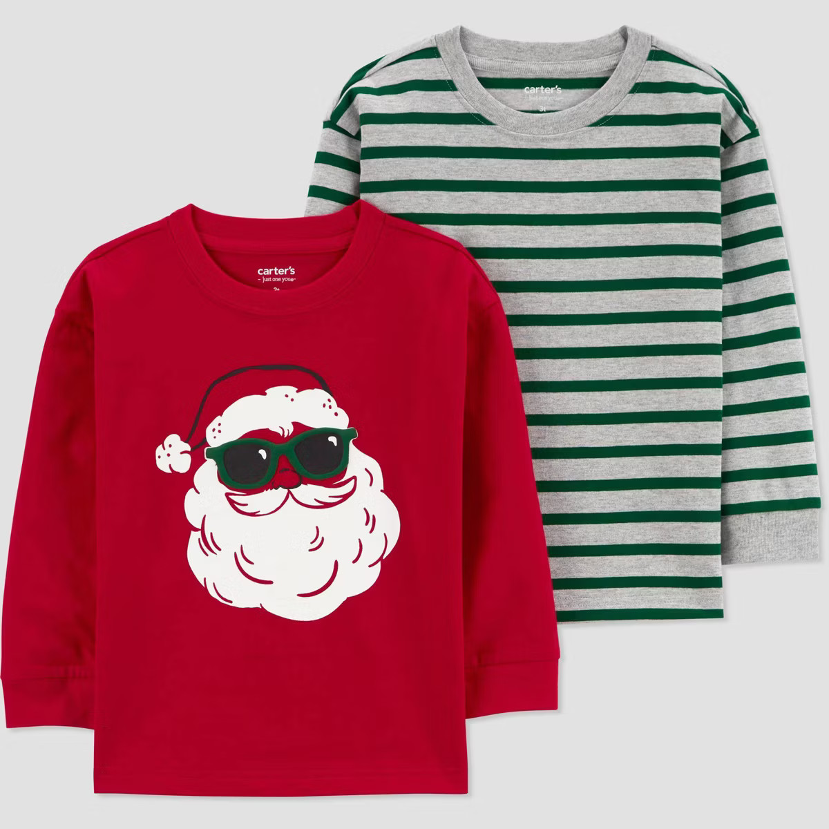 Carter's Just One You® Toddler Boys' Christmas 2pk Santa Striped T-Shirt - Red/Green 5T | Target
