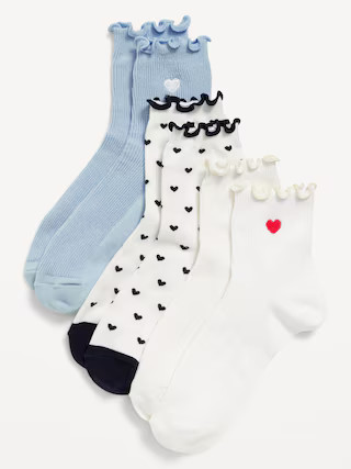 Lettuce-Edge Quarter-Crew Socks 3-Pack for Women | Old Navy (US)