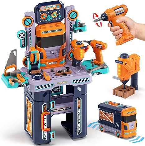 Lehoo Castle Kids Tool Bench (32.5 Inches Tall), Toddler Tool Set with Electric Drill, 2-in-1 Wor... | Amazon (US)
