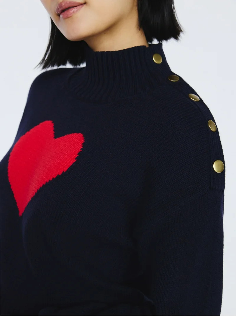 Free Assembly Women's Mock Neck Button Sweater with Long Sleeves, Midweight, Sizes XS-XXL | Walmart (US)