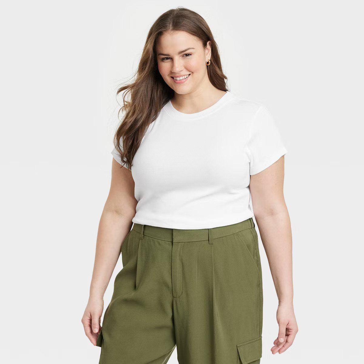 Women's Short Sleeve Slim Fit Ribbed T-Shirt - A New Day™ | Target