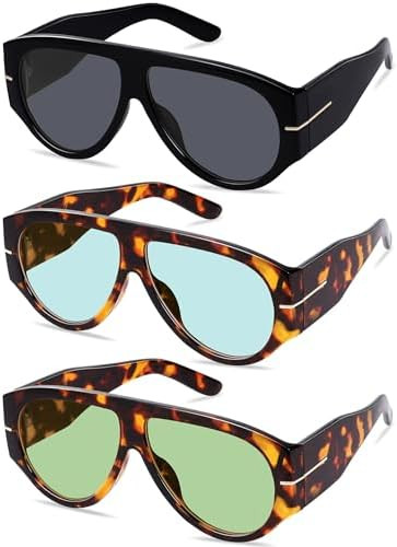 Oversized Retro Aviator Sunglasses for Women Men Trend 70s Thick Classic Vintage Style Sun Glasse... | Amazon (US)