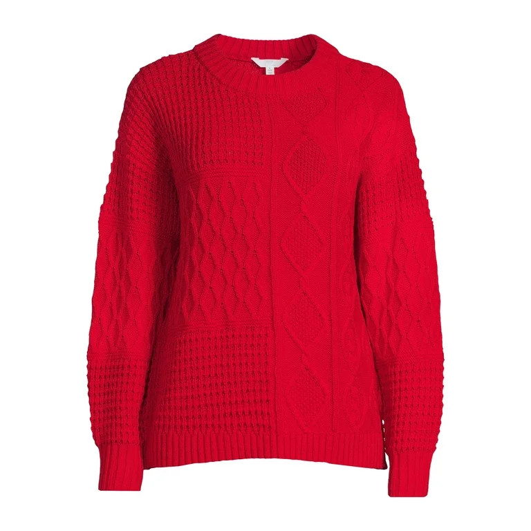 Time and Tru Women's Mixed Stitch Sweater, Midweight, Sizes XS-XXXL | Walmart (US)