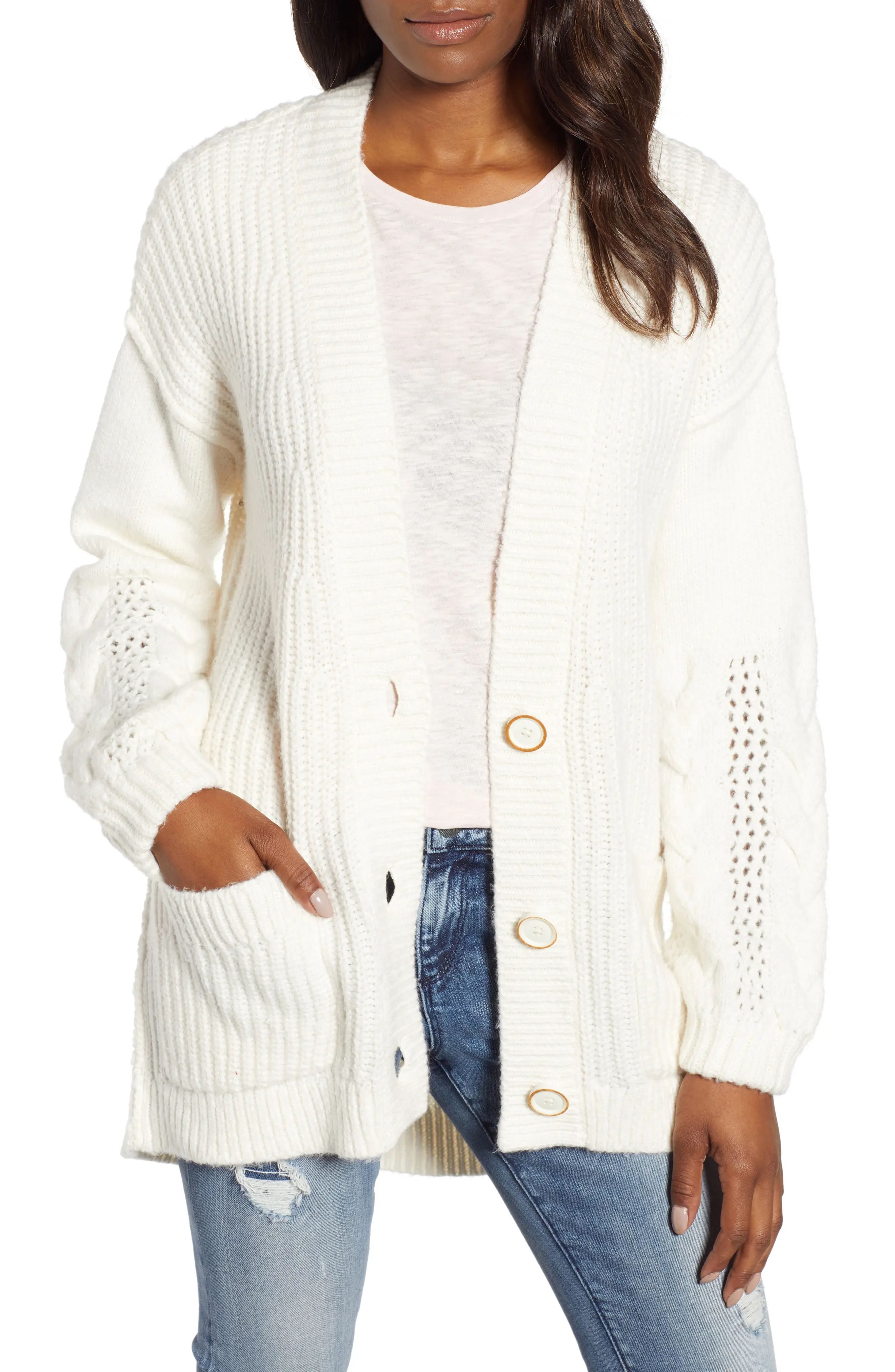 Cable Knit Sleeve Cardigan | Nordstrom