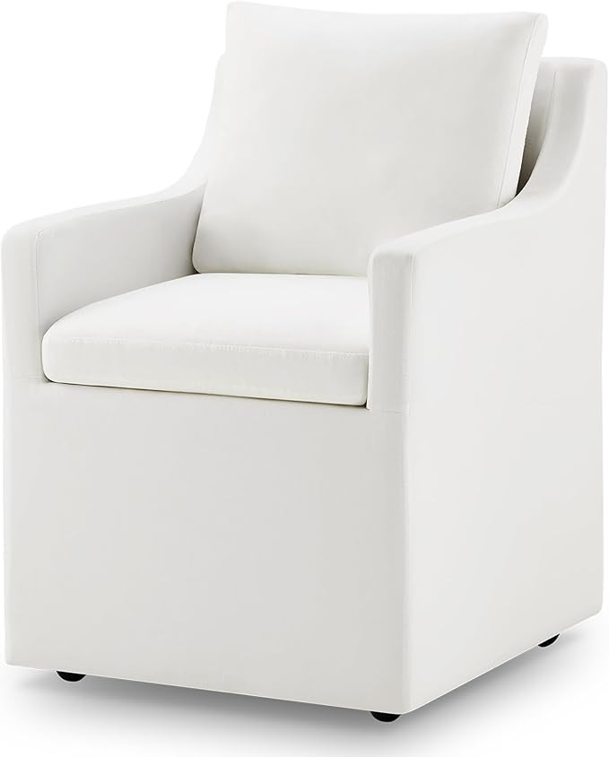 Upholstered Dining Chair with Casters Washable Cover Side Deskchair with Rollers for Diningroom L... | Amazon (US)