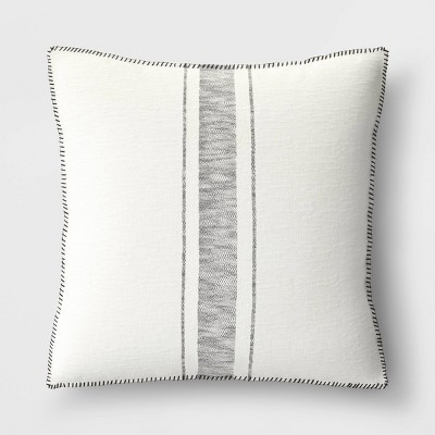 Oversized Placed Striped Square Throw Pillow Black - Threshold™: Cotton Weave, Indoor Decorativ... | Target