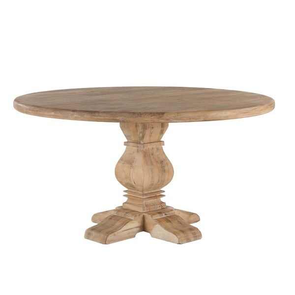 Mango Wood 60 Round Dining Table in Antique Oak by World Interiors | Bed Bath & Beyond