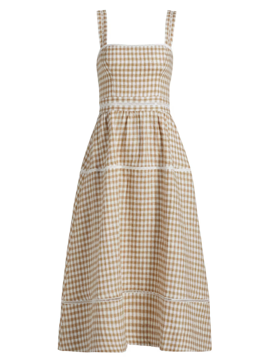 Everett Gingham Linen Midi-Dress | Saks Fifth Avenue
