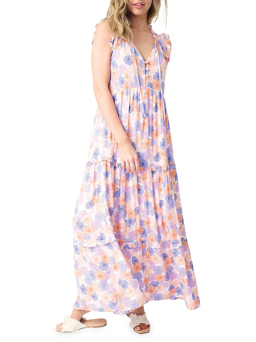 Gibsonlook Women's Floral Tiered Maxi Dress - Poppy Pink Print - Size S | Saks Fifth Avenue OFF 5TH