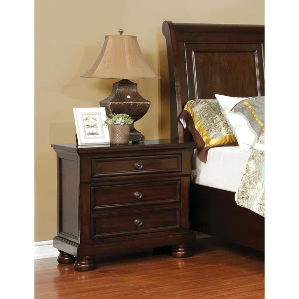 Holtzman 28'' Tall 3 - Drawer Nightstand in Brown Cherry | Wayfair North America