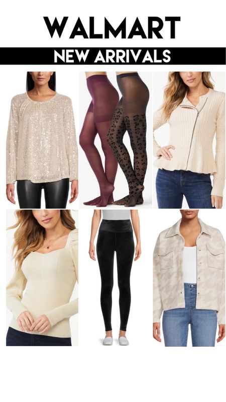 Walmart new arrivals, sequin top, leopard tights, sweater, velvet leggings, houndstooth shacket 

#LTKunder50 #LTKstyletip #LTKSeasonal