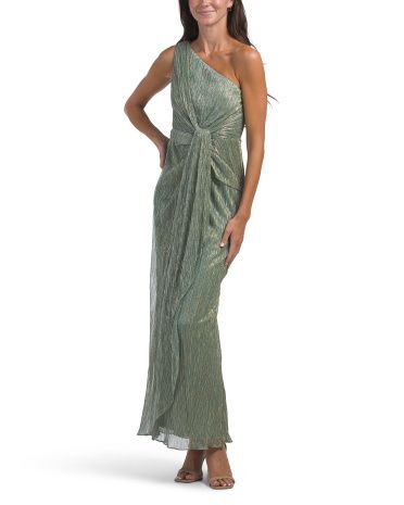 One Shoulder Metallic Gown With Drape Detail | TJ Maxx