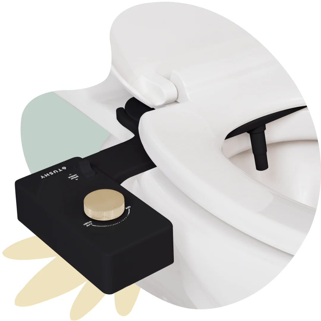 TUSHY Classic 3.0 Bidet Toilet Attachment | Fits All Standard Toilets | Bidet Seat | Easy to Install | Black/Gold | TUSHY