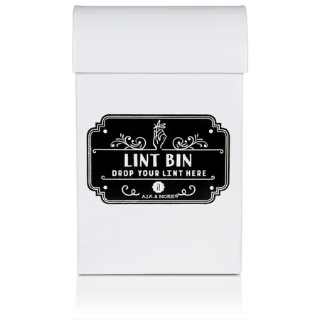 A.J.A. & MORE Lint Bin with Lid Metal Tin Farmhouse Lint Holder Bin for Laundry Room - Off White | Walmart (US)