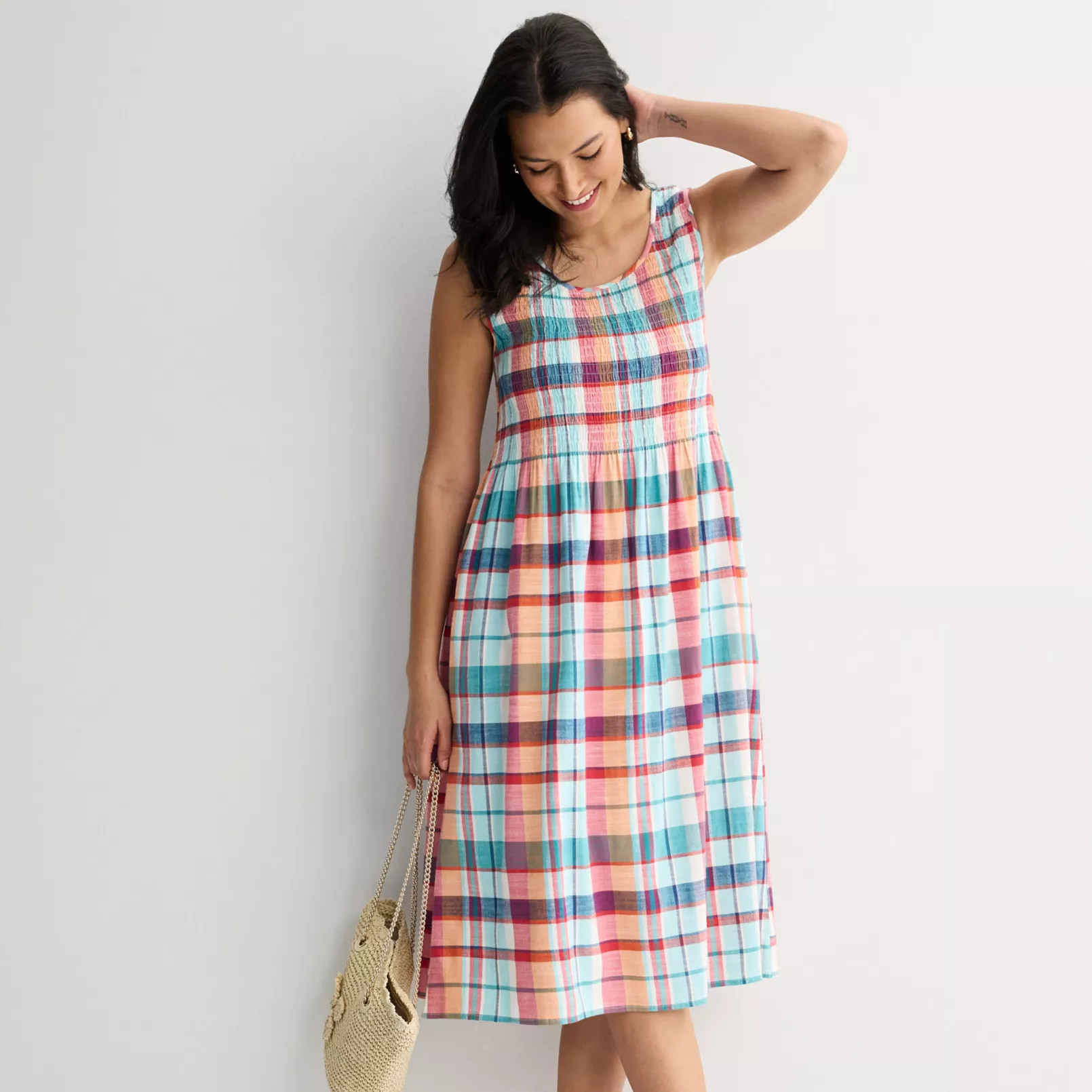 Women's Croft & Barrow® Smocked Midi Dress | Kohl's