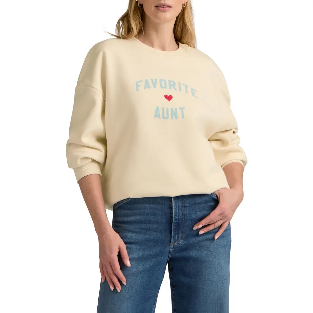 Favorite Daughter Favorite Aunt Graphic Sweatshirt in Gardenia at Nordstrom, Size X-Large | Nordstrom