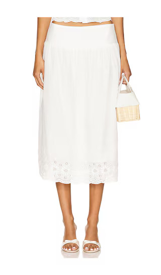 Cassandra Midi Skirt in White | Revolve Clothing (Global)