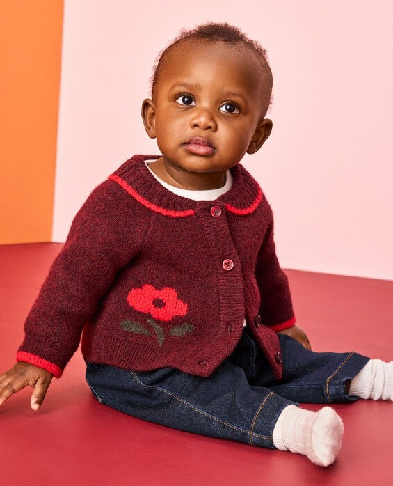 Girls' Homey Florals On Cherry Lacquer Floral Cardigan - Size Baby 3-6 mos by Hanna Andersson | Hanna Andersson