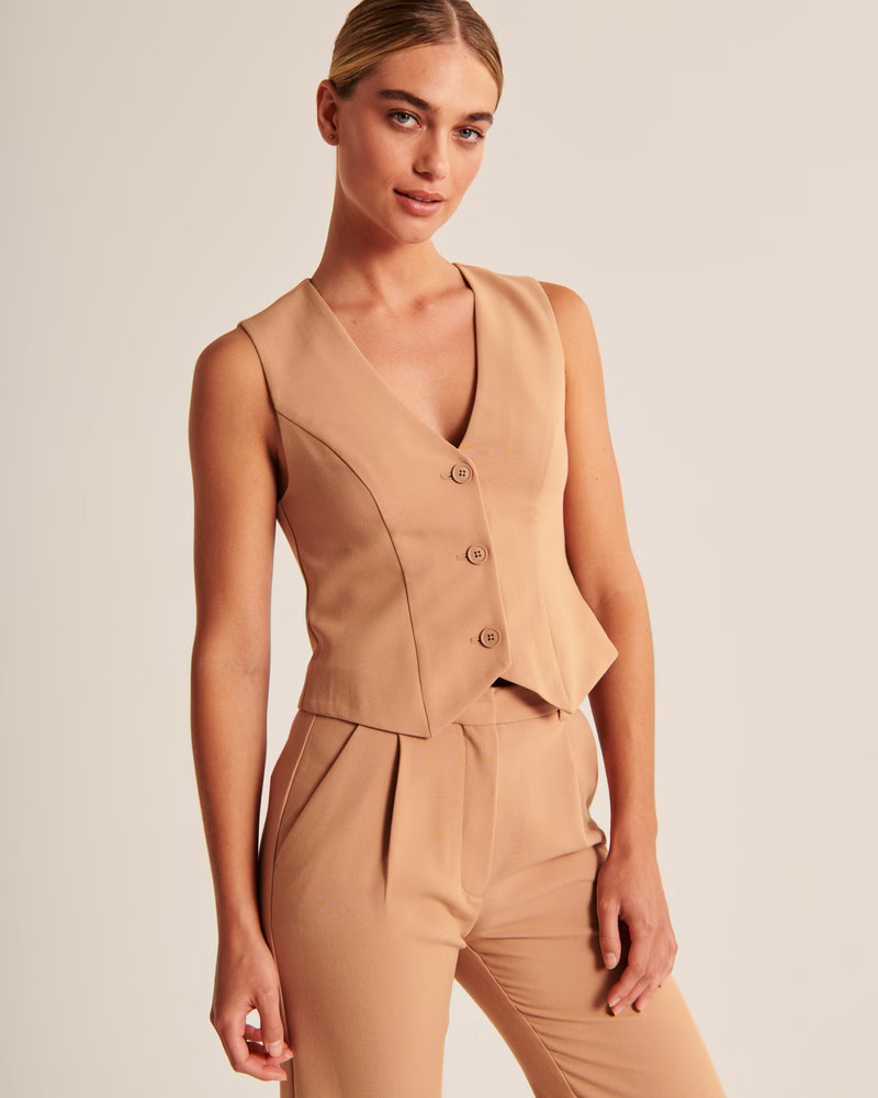 Women's Tailored Vest Set Top | Women's Clearance | Abercrombie.com | Abercrombie & Fitch (US)