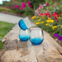 Blown Glass Tumblers Blue Glass Drinkware 1 Pc | Hand Mexican Drinking Glasses, Drinkware & Bartools | Etsy (US)