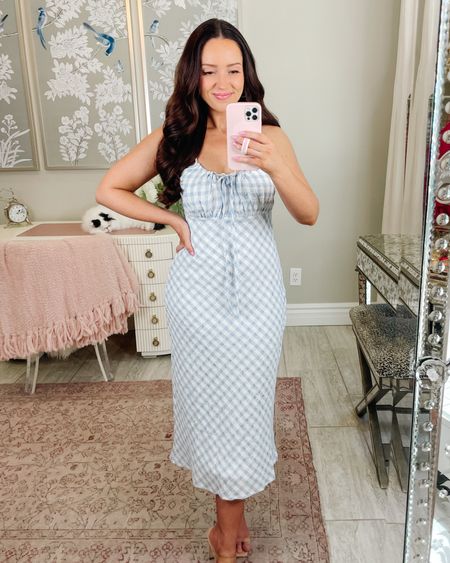Use code: BRITTANY20 for 20% off your order (first time purchases/new customers only) tags: lulus, gingham dress, midi dress, blue dress 

#LTKSeasonal #LTKunder100 #LTKsalealert