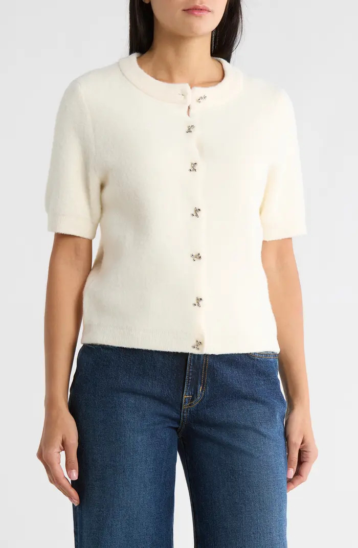 Bow Button Short Sleeve Cardigan | Nordstrom Rack