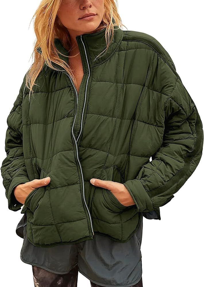 Women's Packable Puffer Jacket Long Sleeve Full Zip Lightweight Quilted Coat | Amazon (US)
