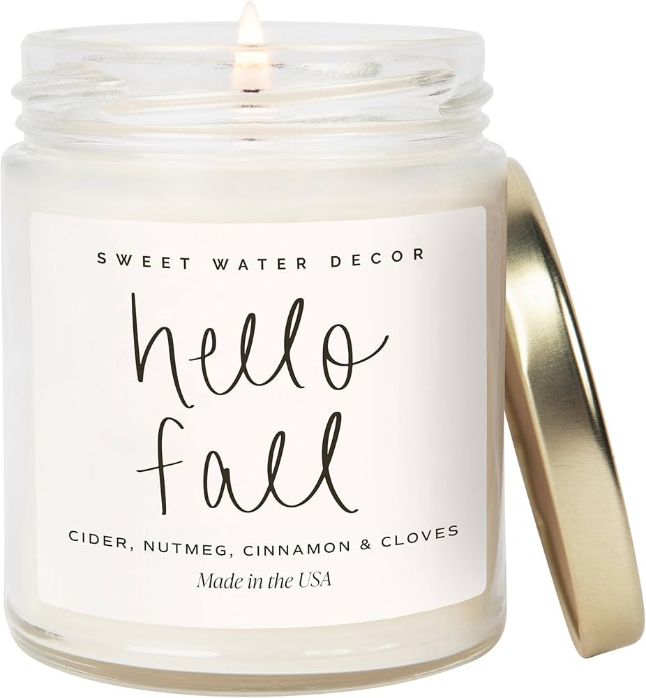 Sweet Water Decor Hello Fall Candle - Cinnamon Apples & Clove Autumn Fall Scented Candle for Home... | Amazon (US)