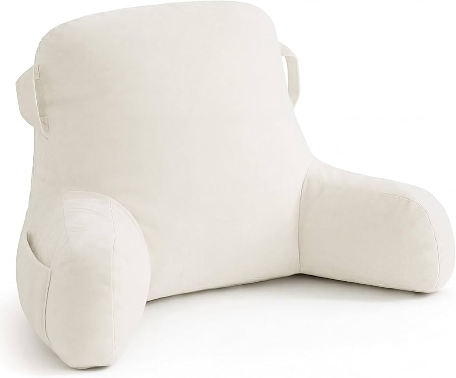 Unisakey Portable Comfy Reading Pillows for Bed Sitting Up(Beige Oeko-Tex), Velvet Back Pillow wi... | Amazon (US)