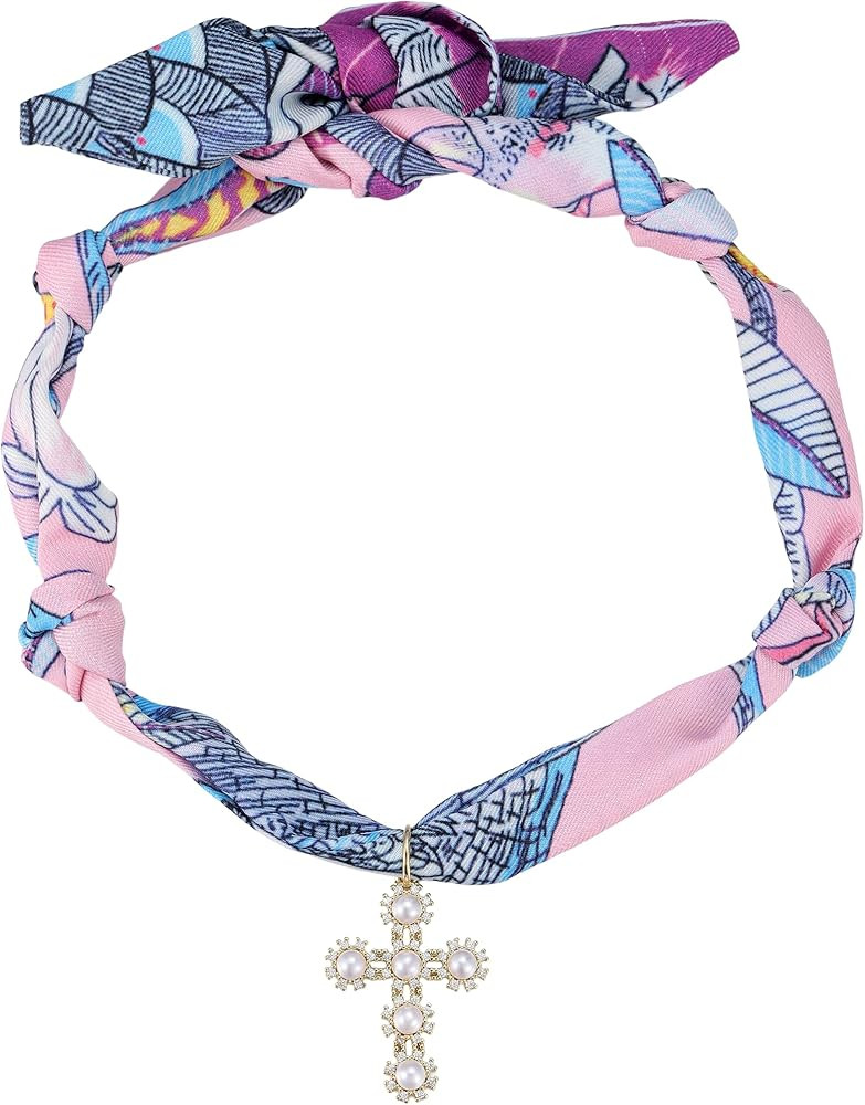 Scarf Necklace with Charm，Bandana Necklace with Dainty Pendants Adjustable Choker Jewelry for W... | Amazon (US)