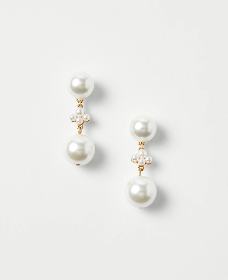 Mixed Pearlized Drop Earrings | Ann Taylor (US)