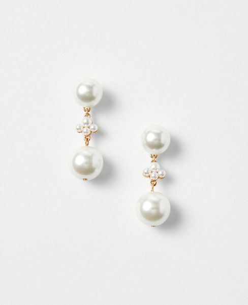 Mixed Pearlized Drop Earrings | Ann Taylor (US)