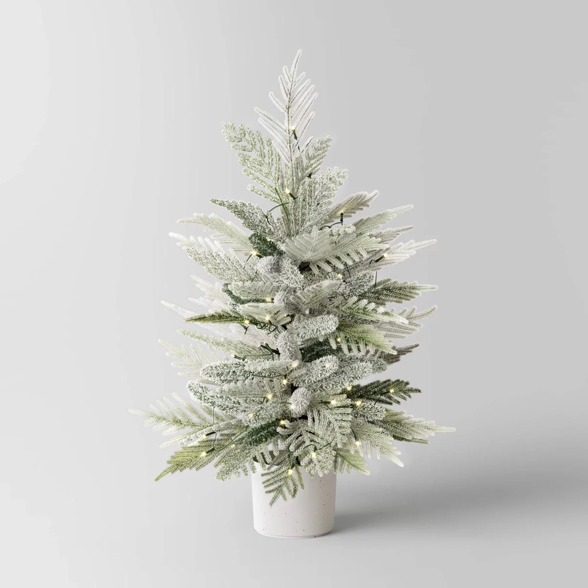 3' Pre-Lit Potted Flocked and Glittered Norfolk Artificial Christmas Tree - Wondershop™ | Target