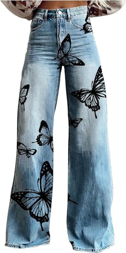 bmkBWO Jeans for Women High Waisted Baggy Wide Leg Jeans Elastic Waisted Straight Leg Demin Pants... | Amazon (US)