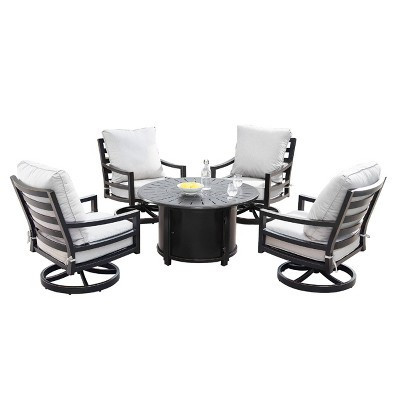 Oakland Living 5pc Swivel Rocking Aluminum Outdoor Dining Set Copper/Gray | Target