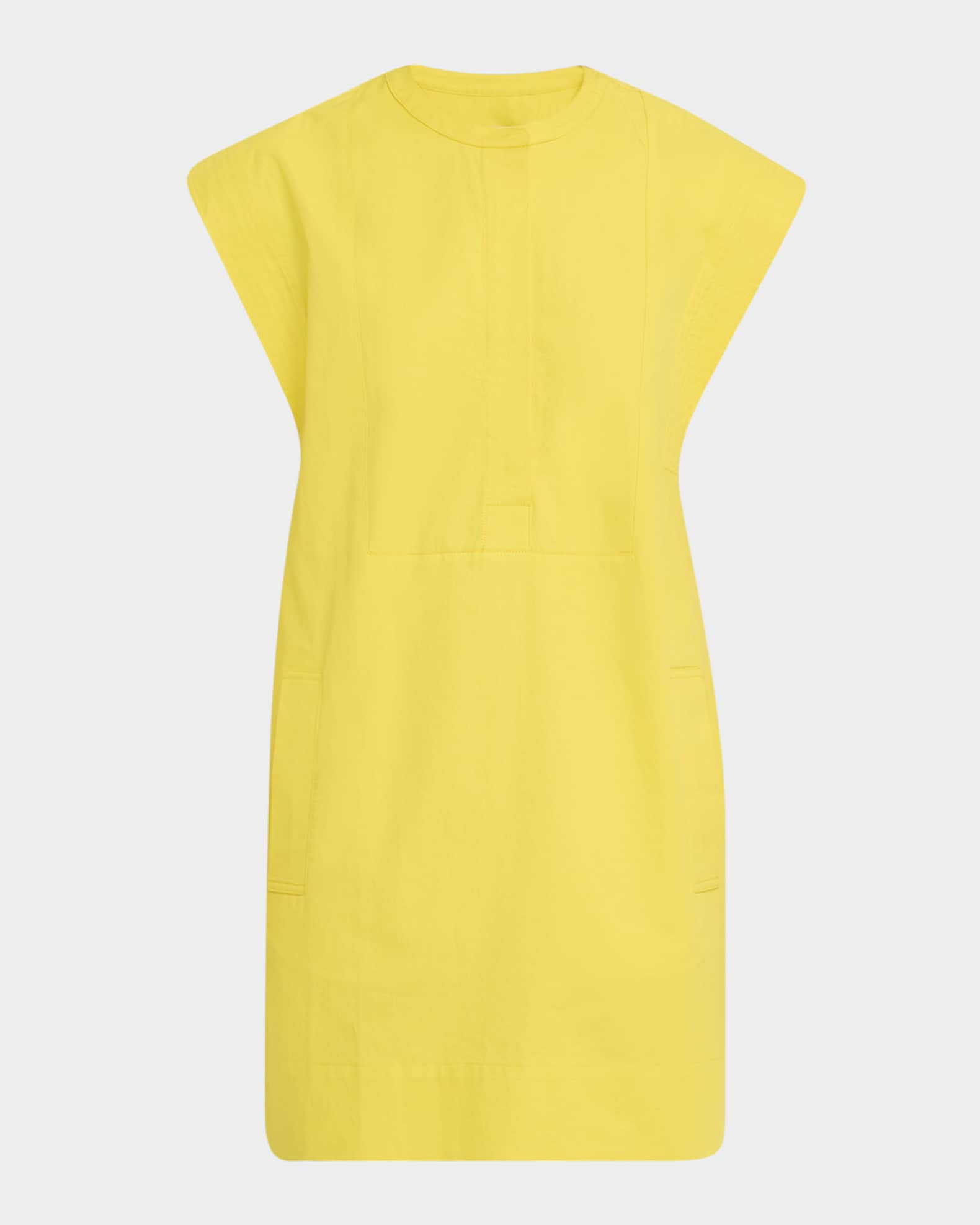 Structured Cap-Sleeve Cotton Twill Mini Dress | Neiman Marcus