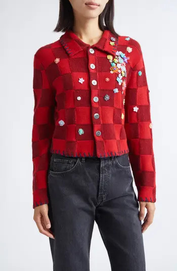 YanYan Lunar New Year Fireworks Lambswool & Cotton Shrunken Cardigan | Nordstrom | Nordstrom