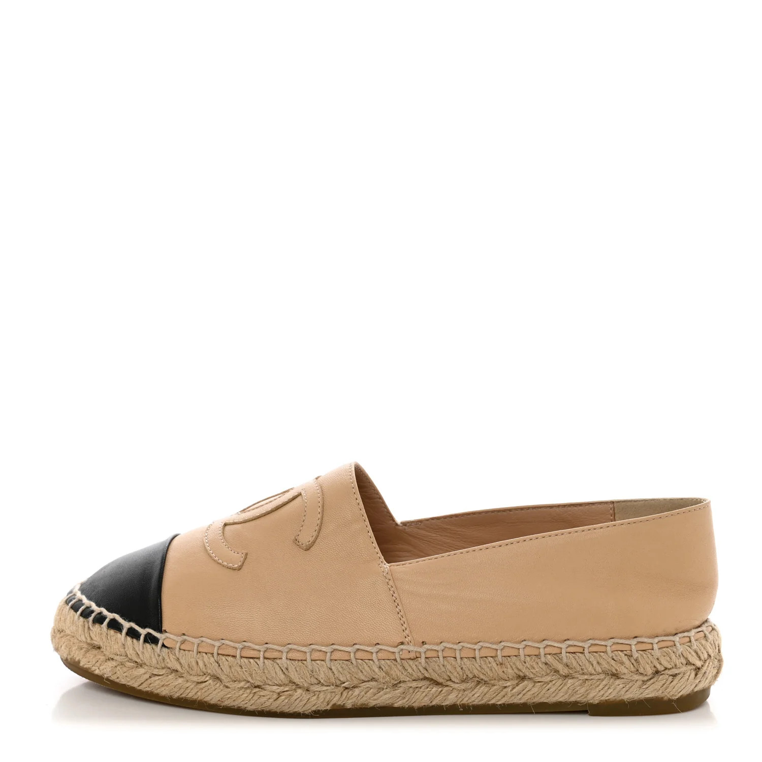 Lambskin CC Espadrilles 38 Beige Black | FASHIONPHILE (US)