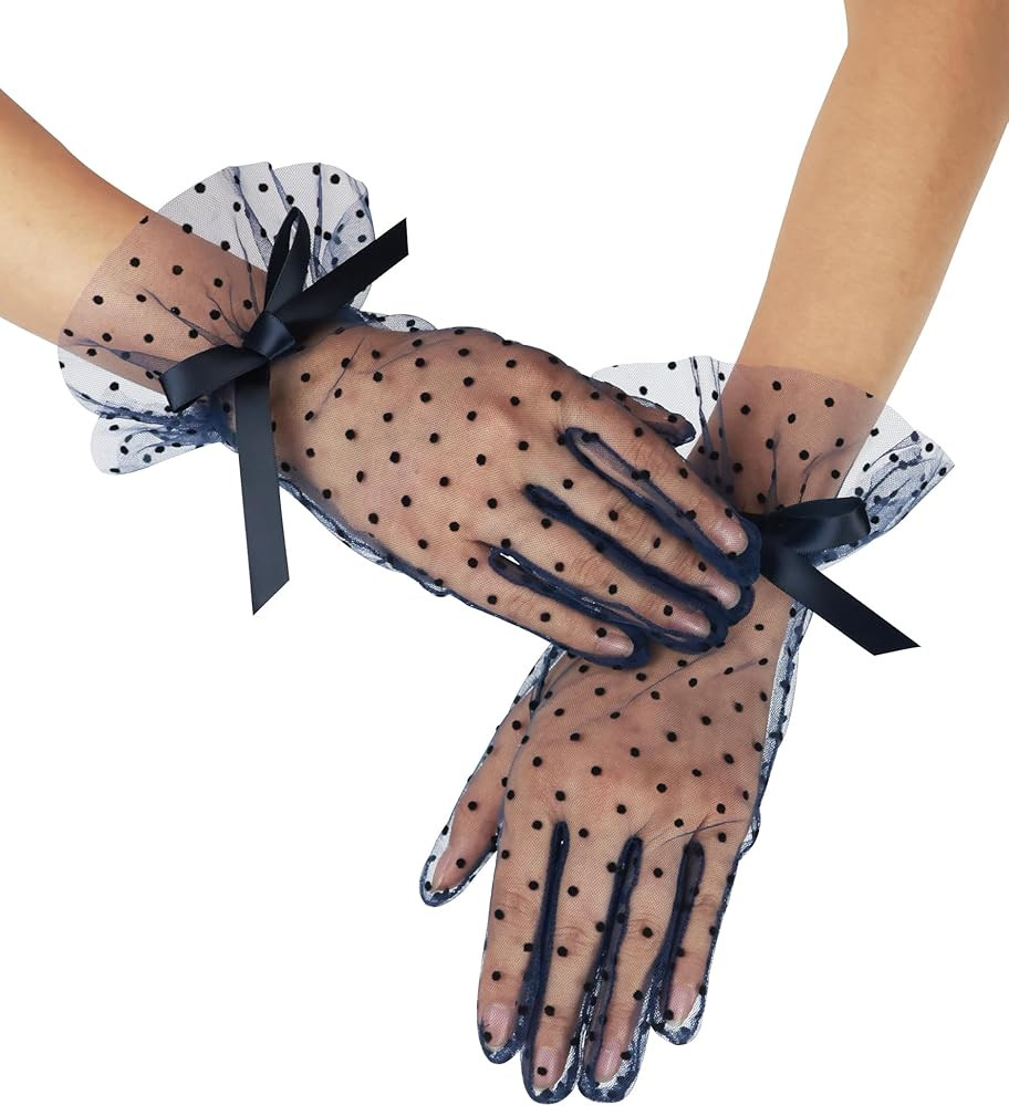 Women's Short Lace Gloves with Bow Ruffles Lace Tea Party Gloves for Wedding Costume Evening Dinn... | Amazon (US)