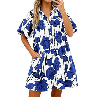 PRETTYGARDEN Womens Summer Dresses 2026 Casual Puff Sleeve Button… | Amazon (US)