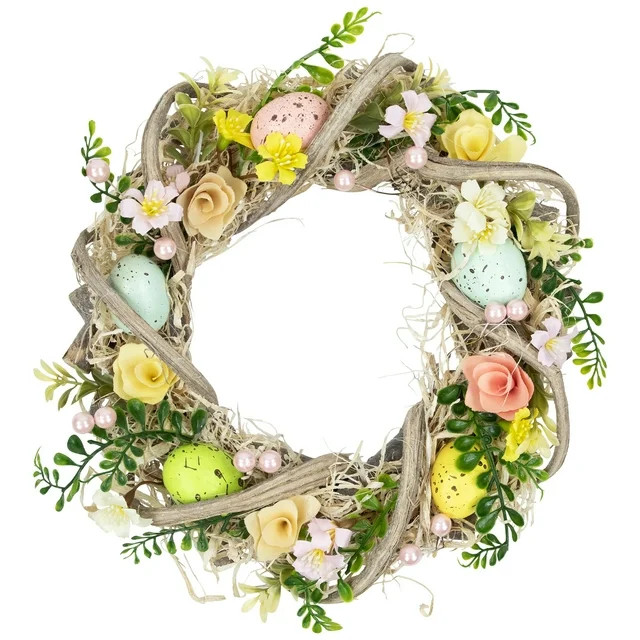 Northlight Flowers and Speckled Eggs Artificial Easter Wreath - 12" - Walmart.com | Walmart (US)