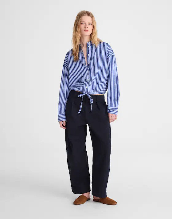 Drawstring Button-Up Shirt in Poplin | Madewell