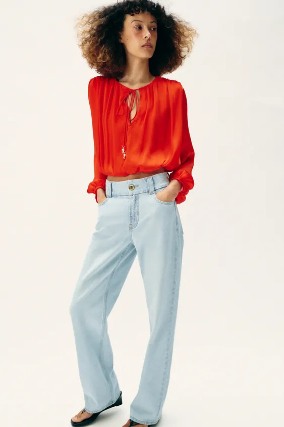 SATIN BALLOON BLOUSE | Zara UK