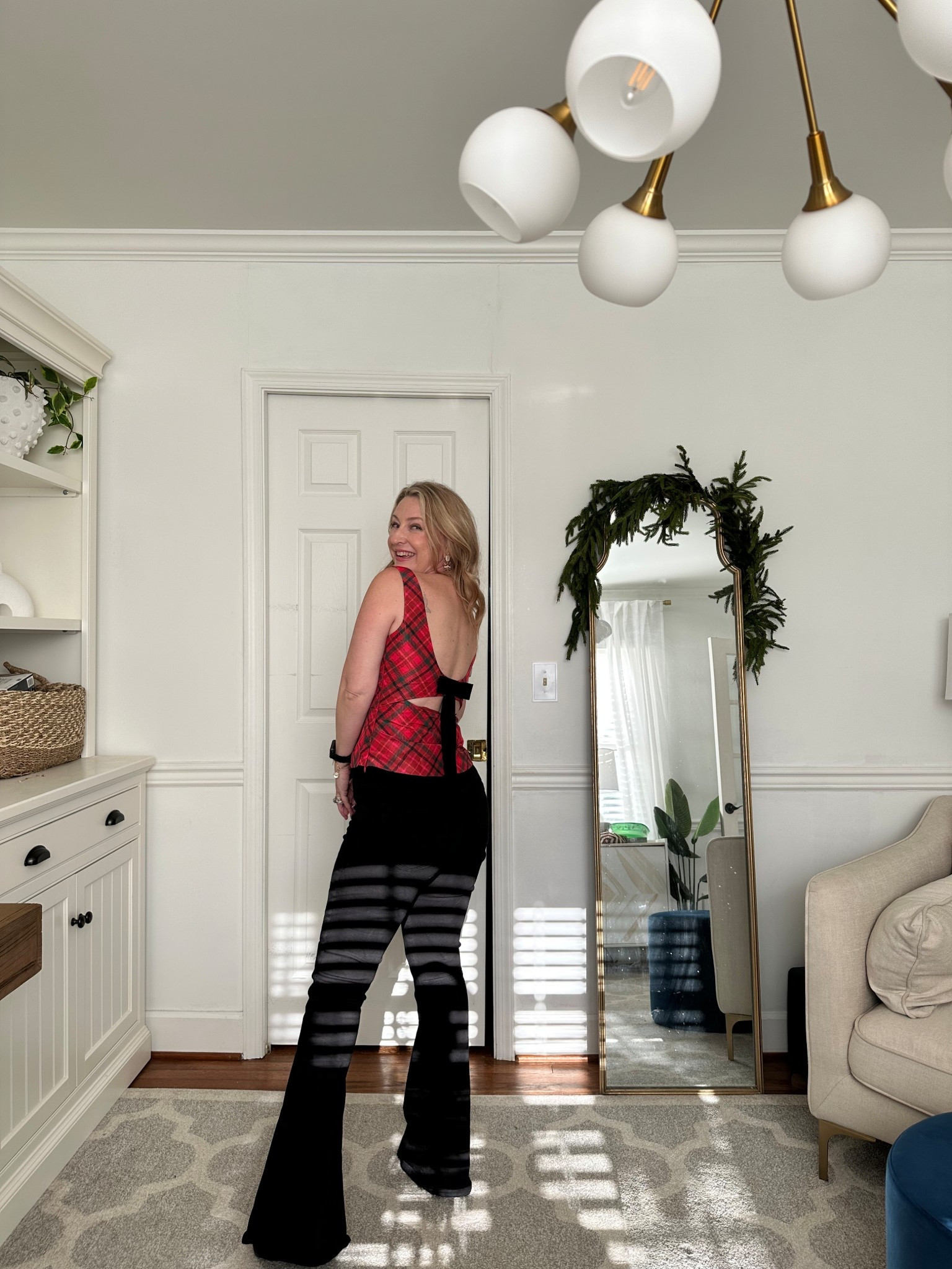 How fun is this top with a velvet bow! Wearing a med and goes well with high rise pant. Which these pants hugs the curves and gives illusion of longer legs! I’m 5’1
Vici code this weekend friends is trilbysave35 great time to get all of your holiday outfits!

#LTKHoliday #LTKPetite #LTKOver40