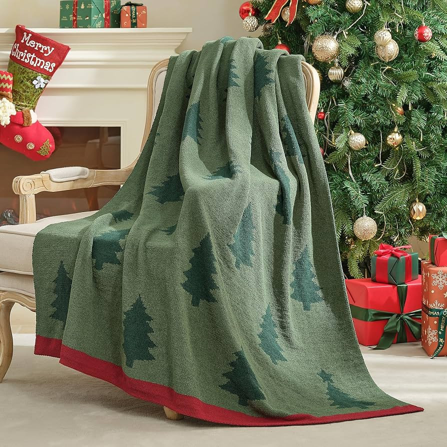 Amélie Home Christmas Knit Throw for Couch, Reversible Soft Cozy Chenille Blanket for Home Decor... | Amazon (US)